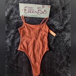 NWT Brown/Orange Colsie Ribbed Body Suit XS